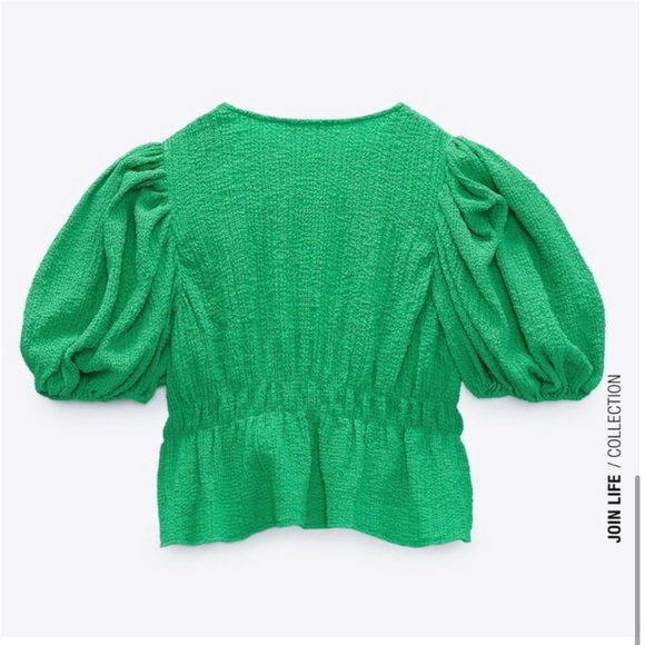 Zara Green Textured Women's Top - Picture 7 of 9